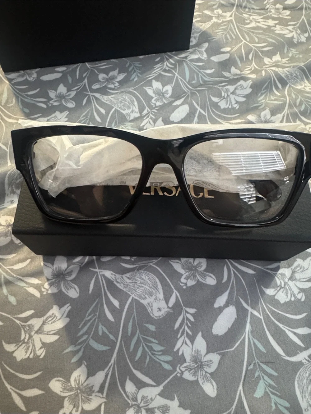 Versace Black Square Glasses with Subtle Logo